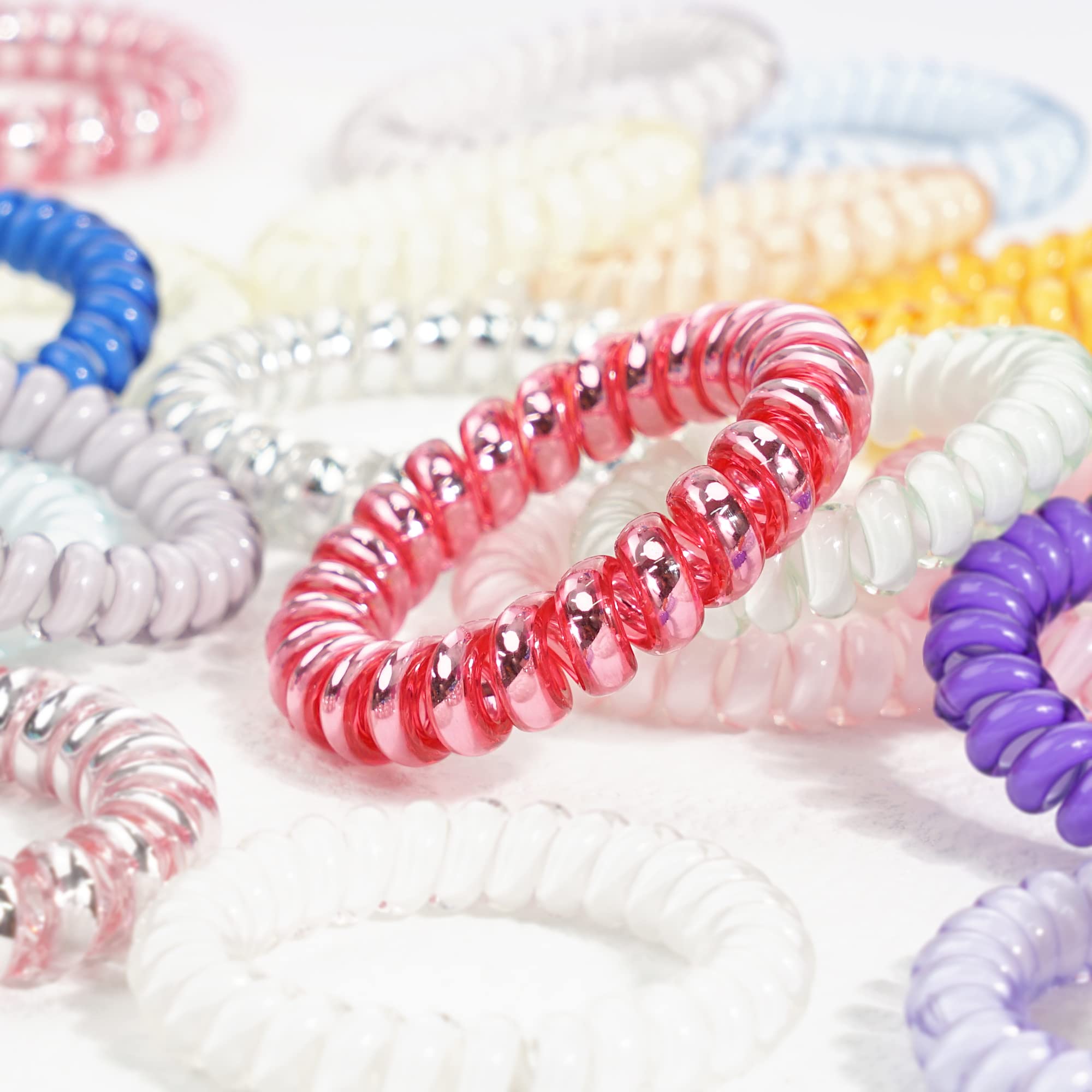 JOYOYO 40 Pack Spiral Hair Ties – Waterproof TPU Hair Coils for All Hair Types