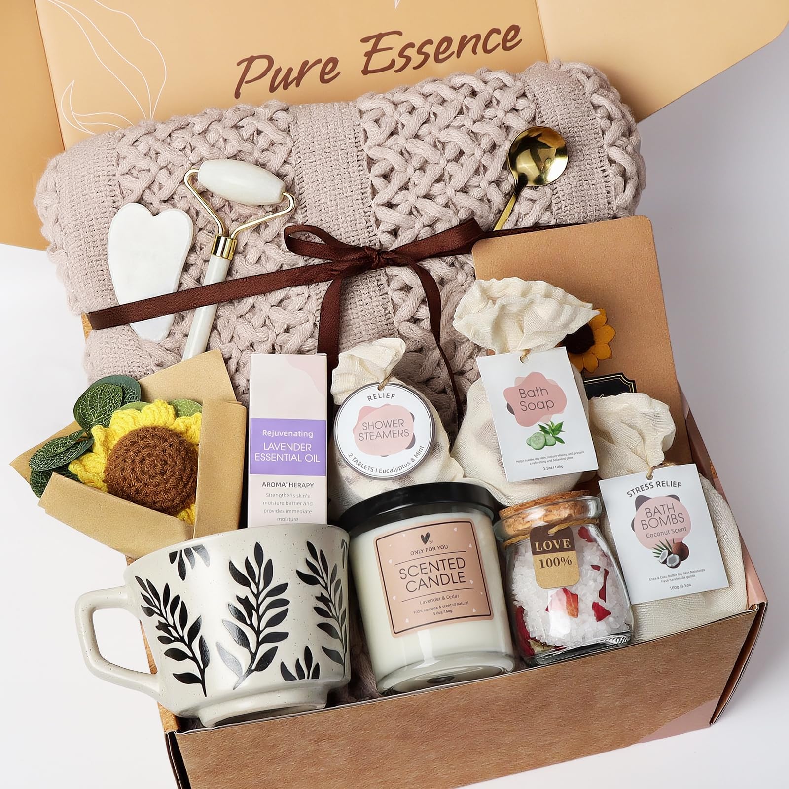 Joyvella Get Well Soon Gifts Baskets for Women – Self-Care Spa Package with Blanket