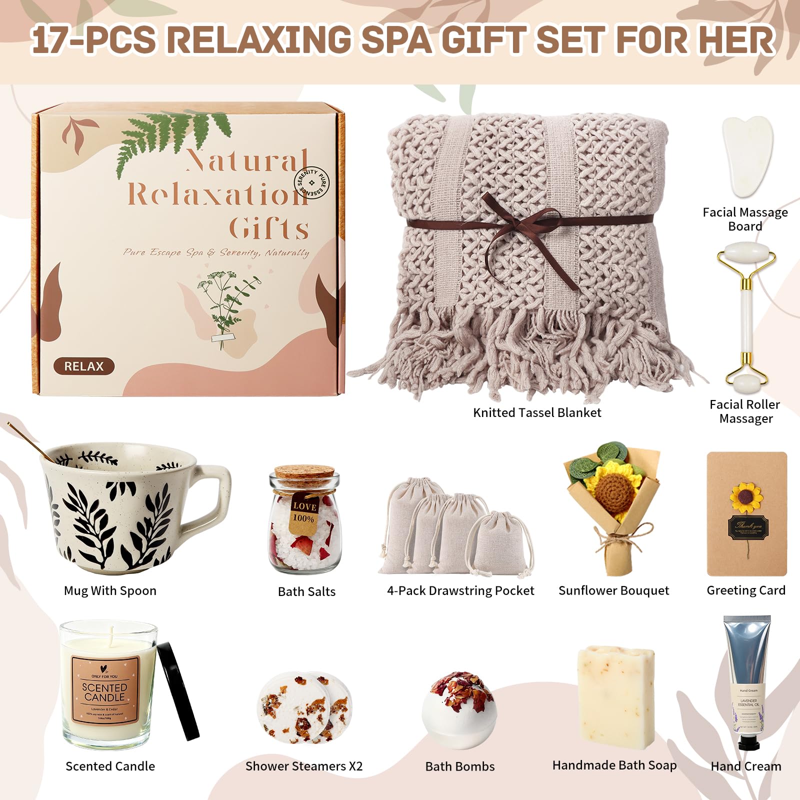 Joyvella Get Well Soon Gifts Baskets for Women – Self-Care Spa Package with Blanket