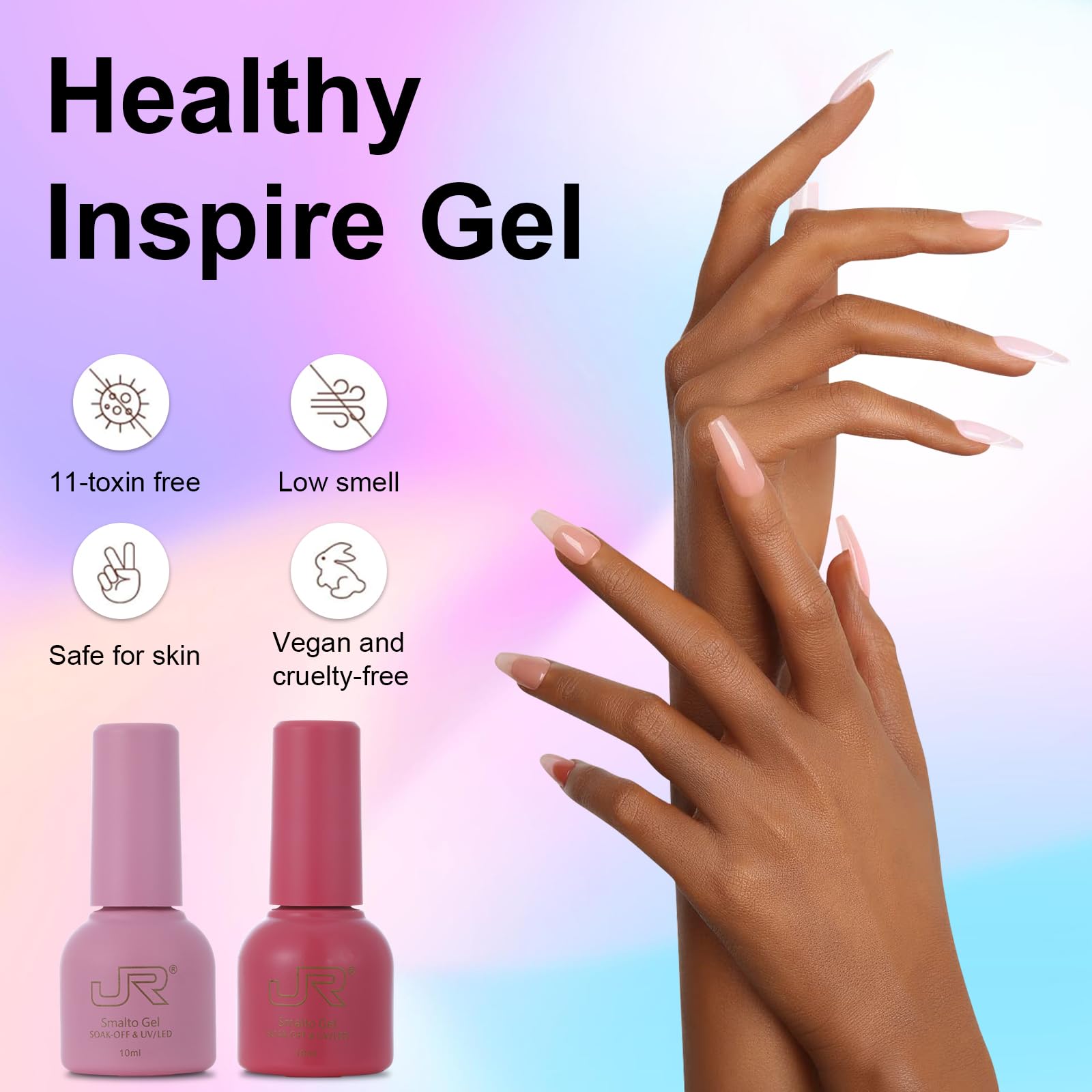 JR 35pcs 10ml Gel Nail Polish Set – Color-Matched Bottles, Base & Top Coats, Matte Finish