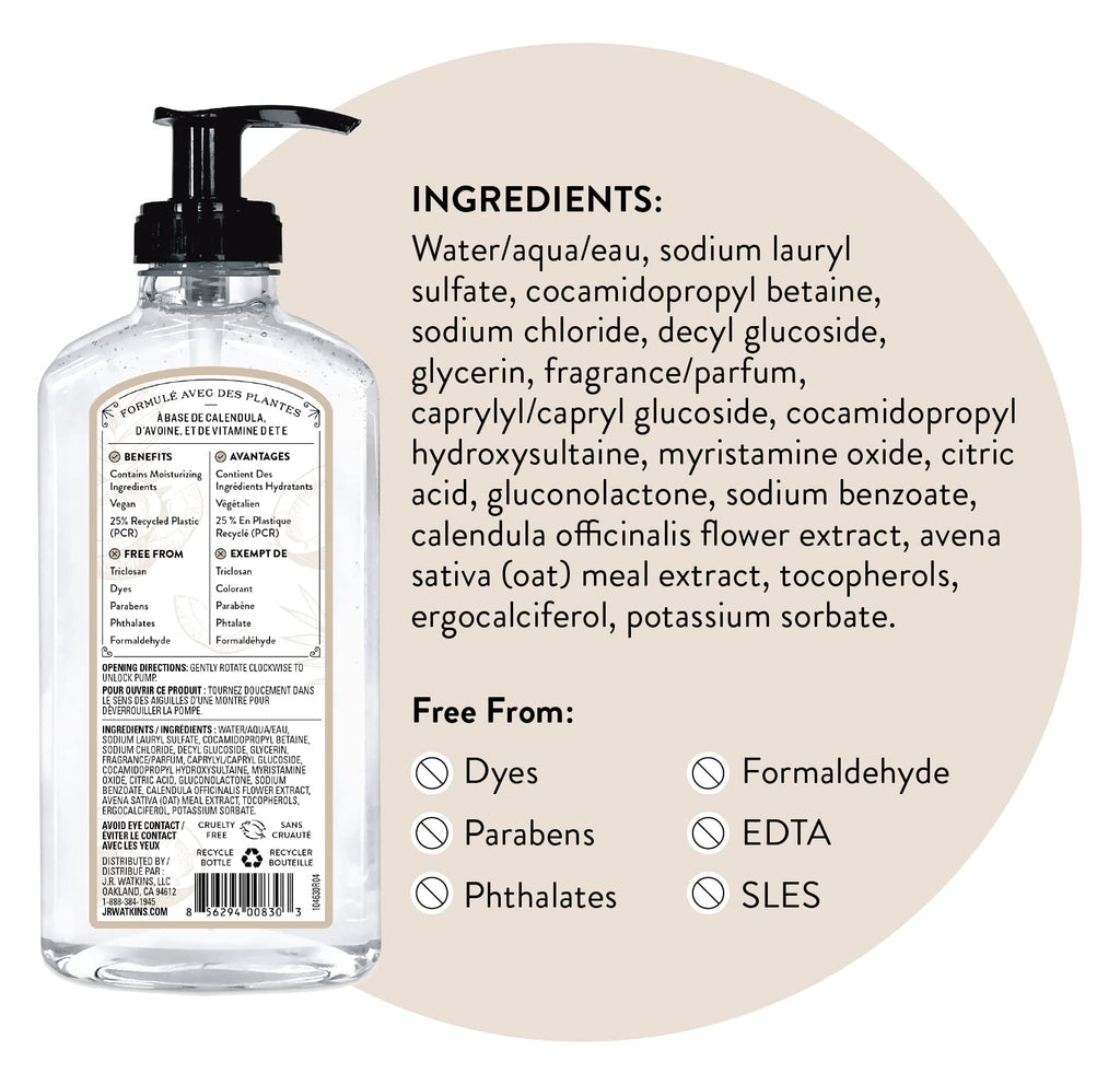 J.R. Watkins Gel Hand Soap – Coconut, USA Made, Cruelty-Free, 11 oz (6 Pack)