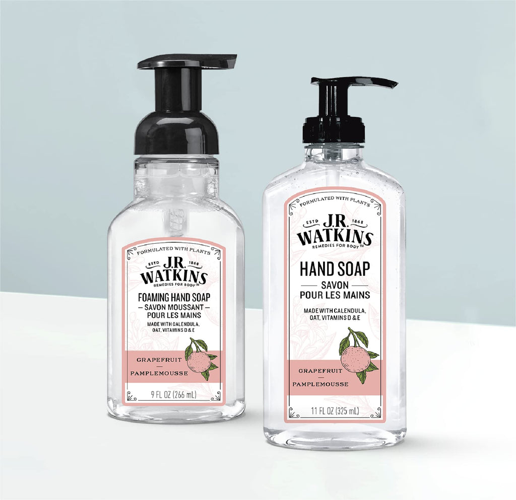 J.R. Watkins Foaming Hand Soap Pump – Grapefruit, Alcohol-Free, Cruelty-Free, USA Made, 9 fl oz (6 Pack)