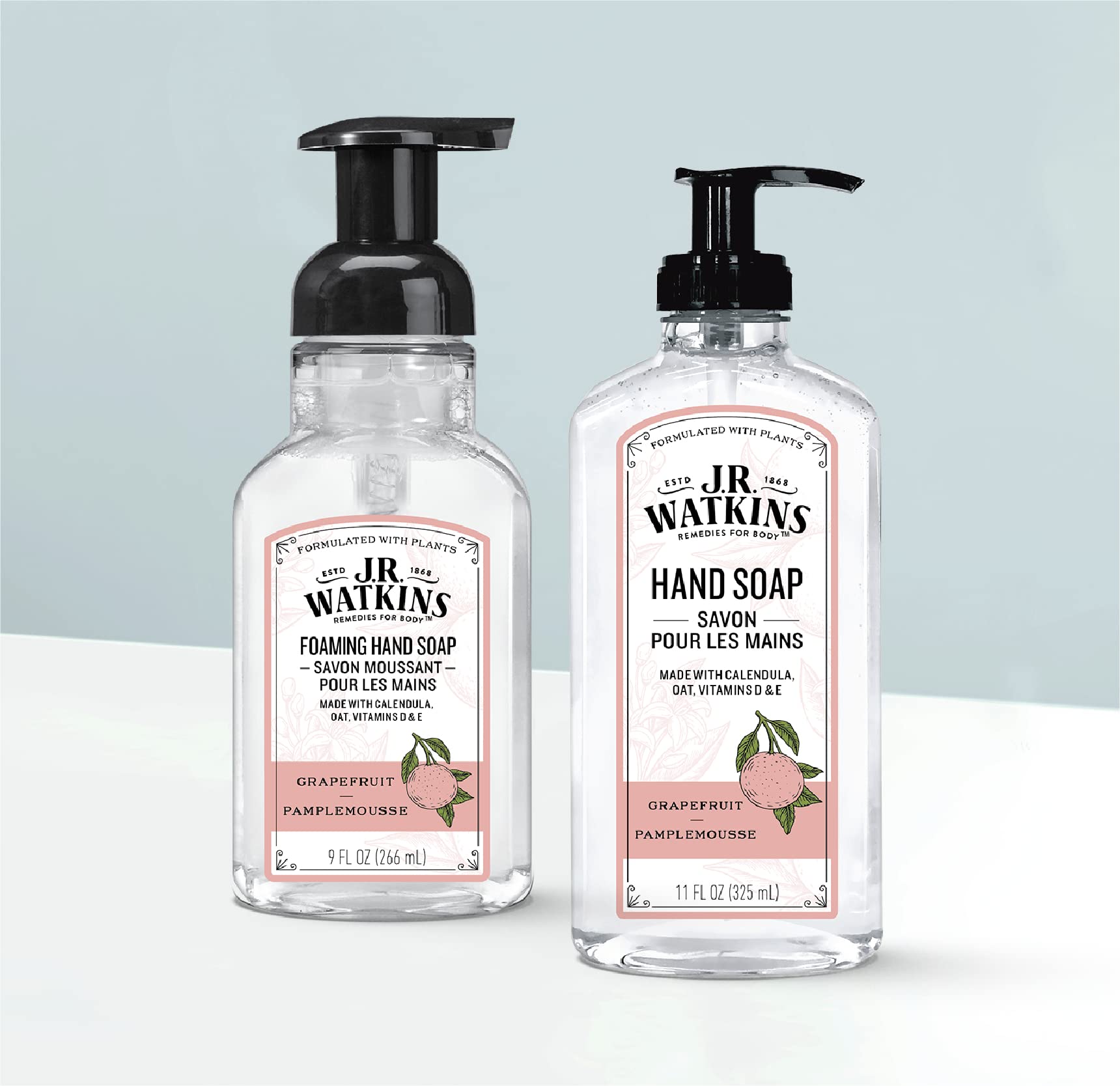 J.R. Watkins Foaming Hand Soap Pump – Grapefruit, Alcohol-Free, Cruelty-Free, USA Made, 9 fl oz (6 Pack)
