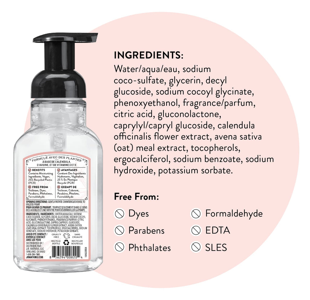J.R. Watkins Foaming Hand Soap Pump – Grapefruit, Alcohol-Free, Cruelty-Free, USA Made, 9 fl oz (6 Pack)