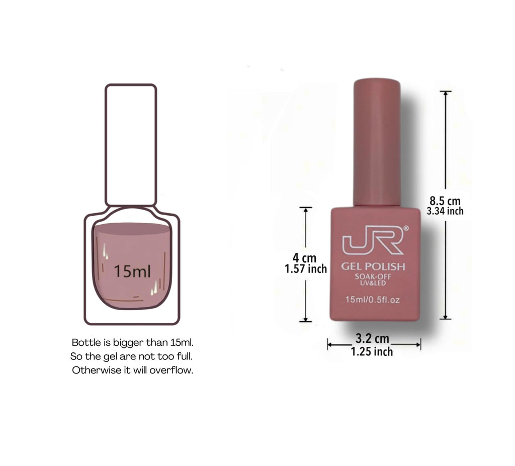 JRGel 6-Color Gel Nail Polish Set (15ml) – Professional Soak-Off UV Gel Polish for Home & Salon