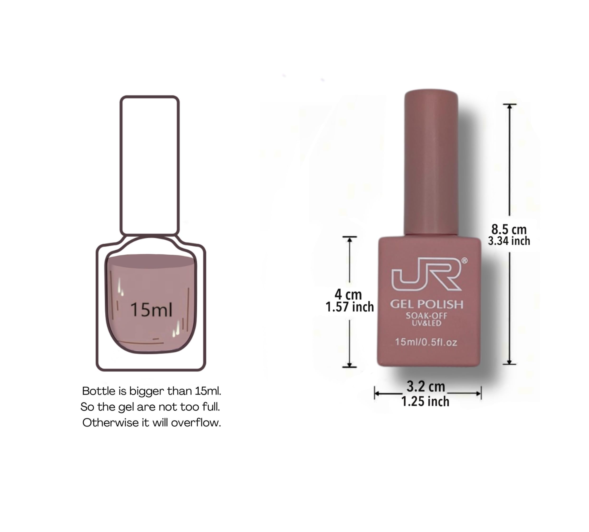 JRGel 6-Color Gel Nail Polish Set (15ml) – Professional Soak-Off UV Gel Polish for Home & Salon