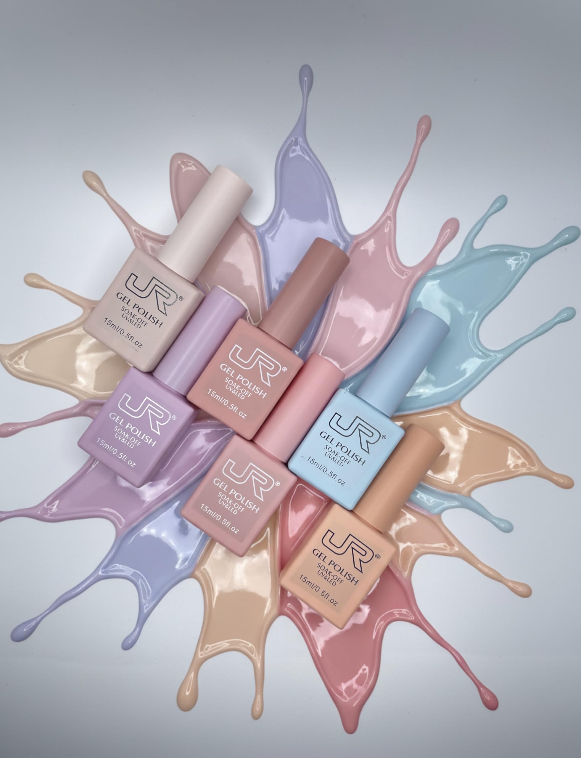 JRGel 6-Color Gel Nail Polish Set (15ml) – Professional Soak-Off UV Gel Polish for Home & Salon