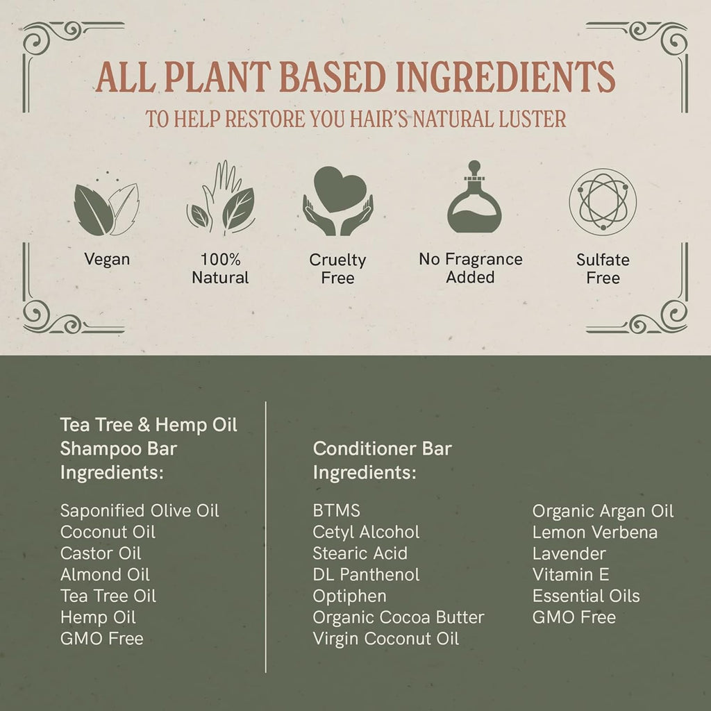 J.R.LIGGETT'S Shampoo & Conditioner Bar 3-Pack – Plant-Based, Travel-Ready
