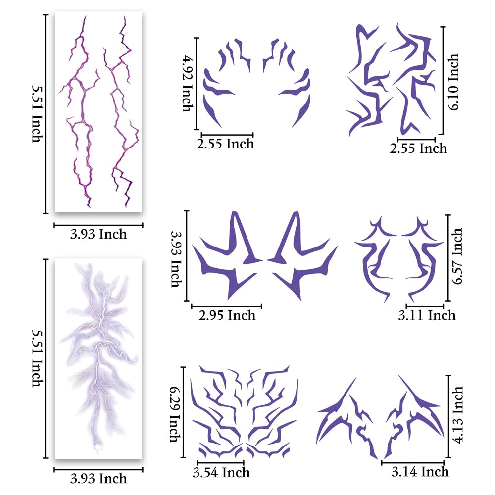 JRRZETA 8PCS Ombre Temporary Tattoos – Purple Realistic Body Art for Hunter Costume, Cosplay & Parties