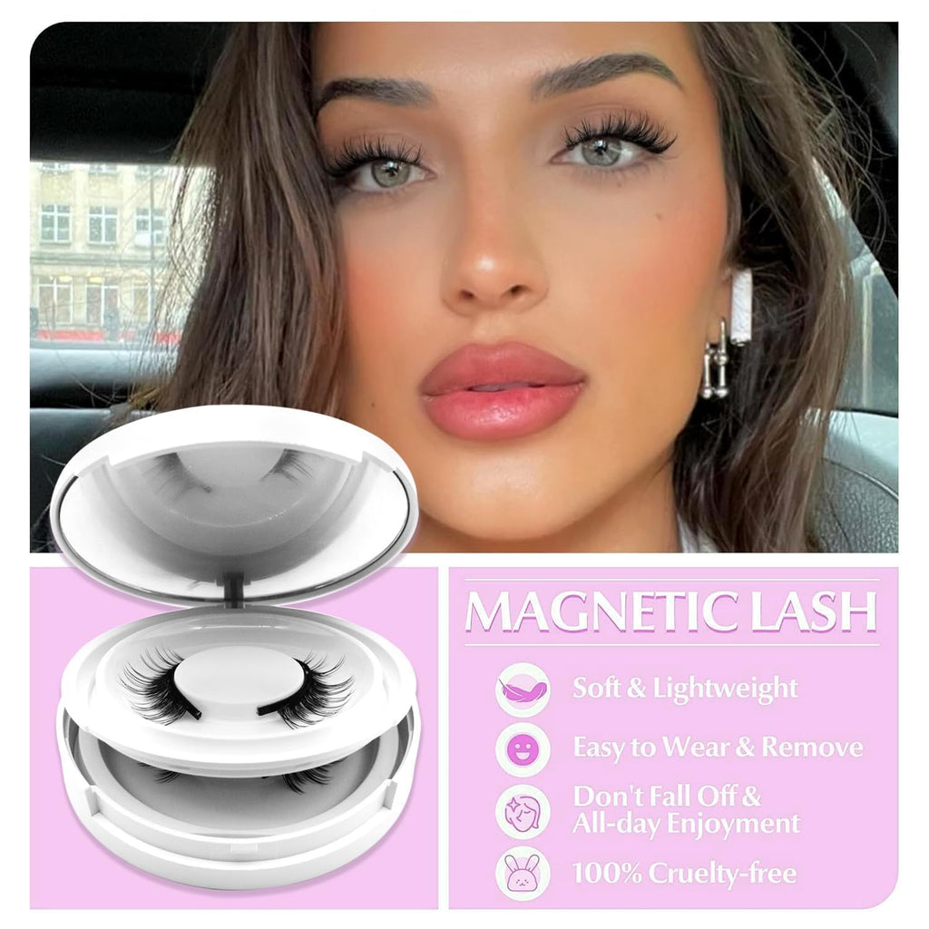 Hunnyfit Magnetic Lashes by Jsqianfei — Natural Look, Reusable, No Glue or Liner Needed (Camellia+Simple)