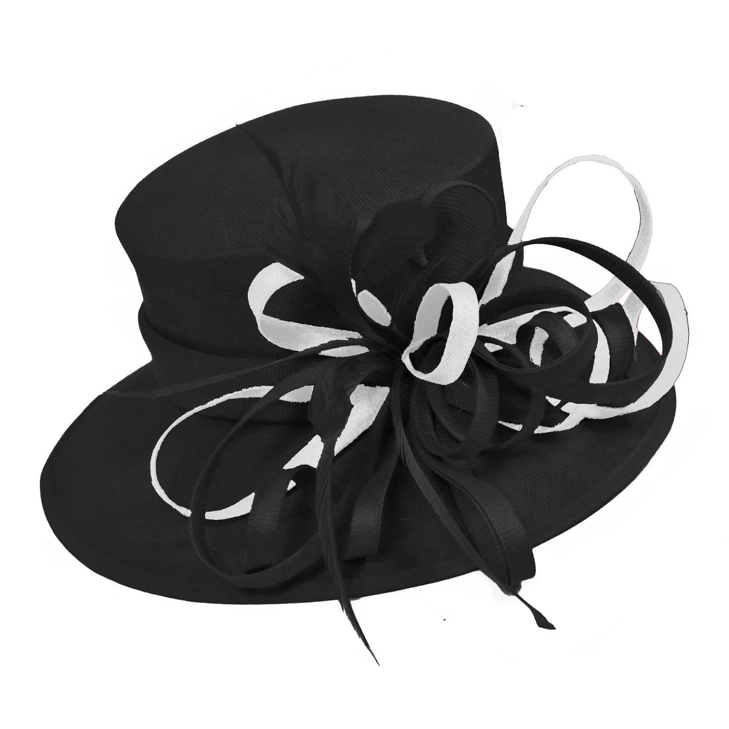 Black and White Large Queen Brim Hat Occasion Hatinator Fascinator Weddings Formal