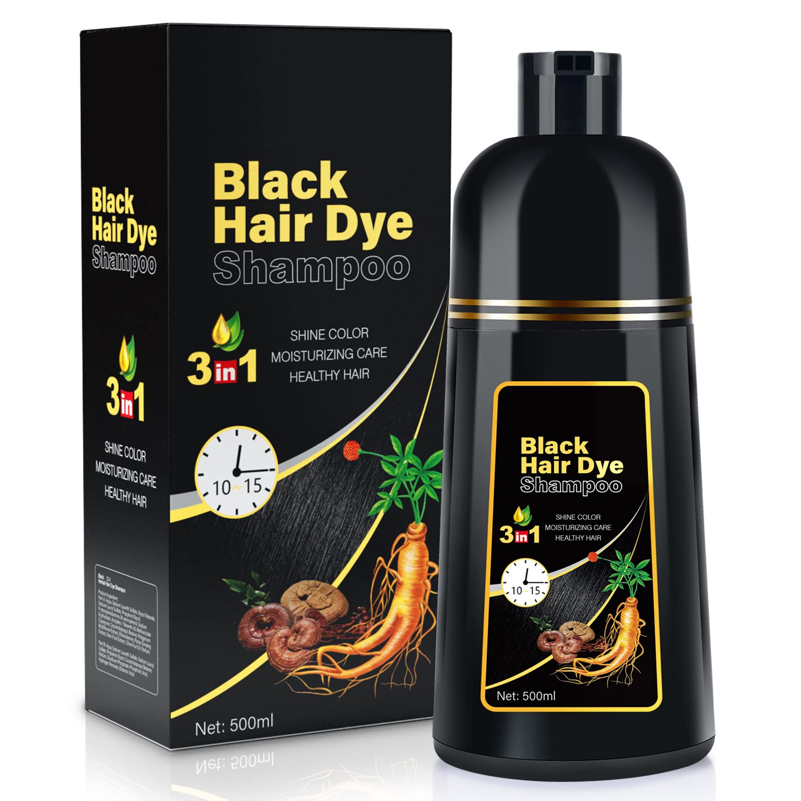JUANCHI Gray Hair Coverage Shampoo | 3-in-1 Herbal Formula for Women & Men, 500ml