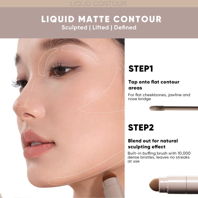 JUDYDOLL Liquid Contour & Highlighter – 2-in-1 Face Sculpting Kit with Dual Brushes