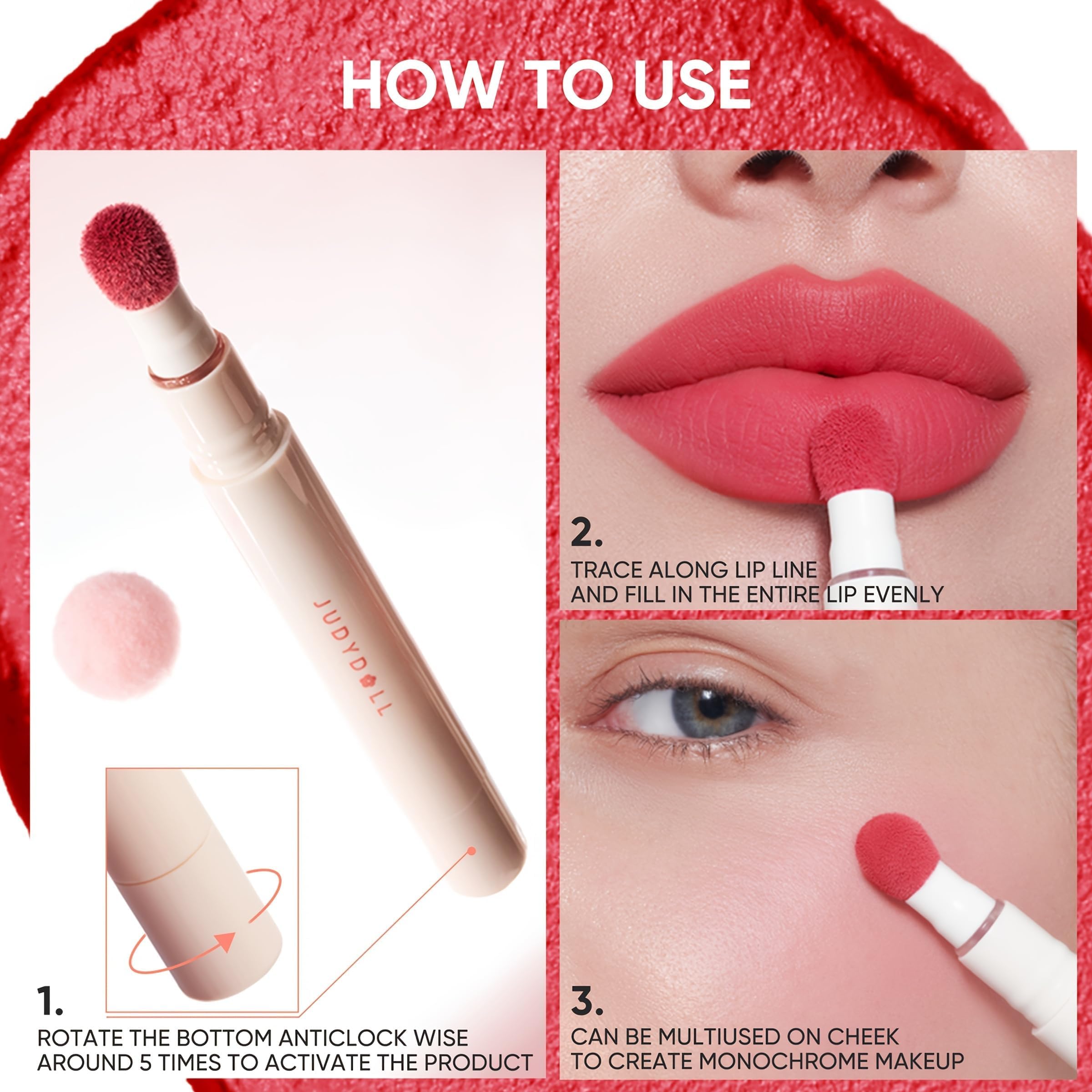 JUDYDOLL Cushion Matte Lip Cream – Hydrating Long-Lasting Lipstick, N12 Toffee Peach