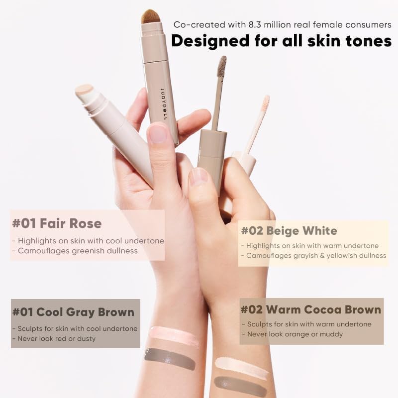 JUDYDOLL Liquid Contour & Highlighter – 2-in-1 Face Sculpting Kit with Dual Brushes