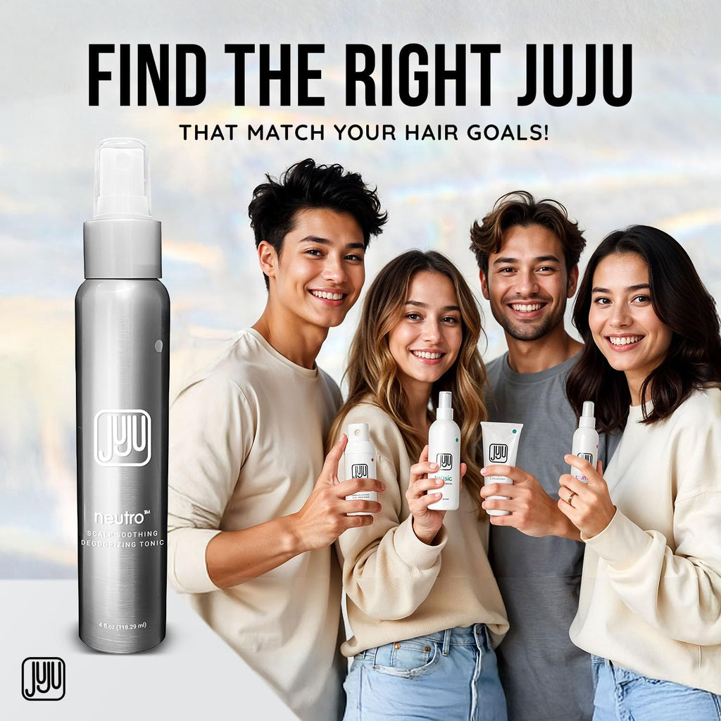 JUJU CHAN Neutro Soothing Scalp & Hair Deodorizing Tonic Spray – 4 oz, Peppermint & Rosemary