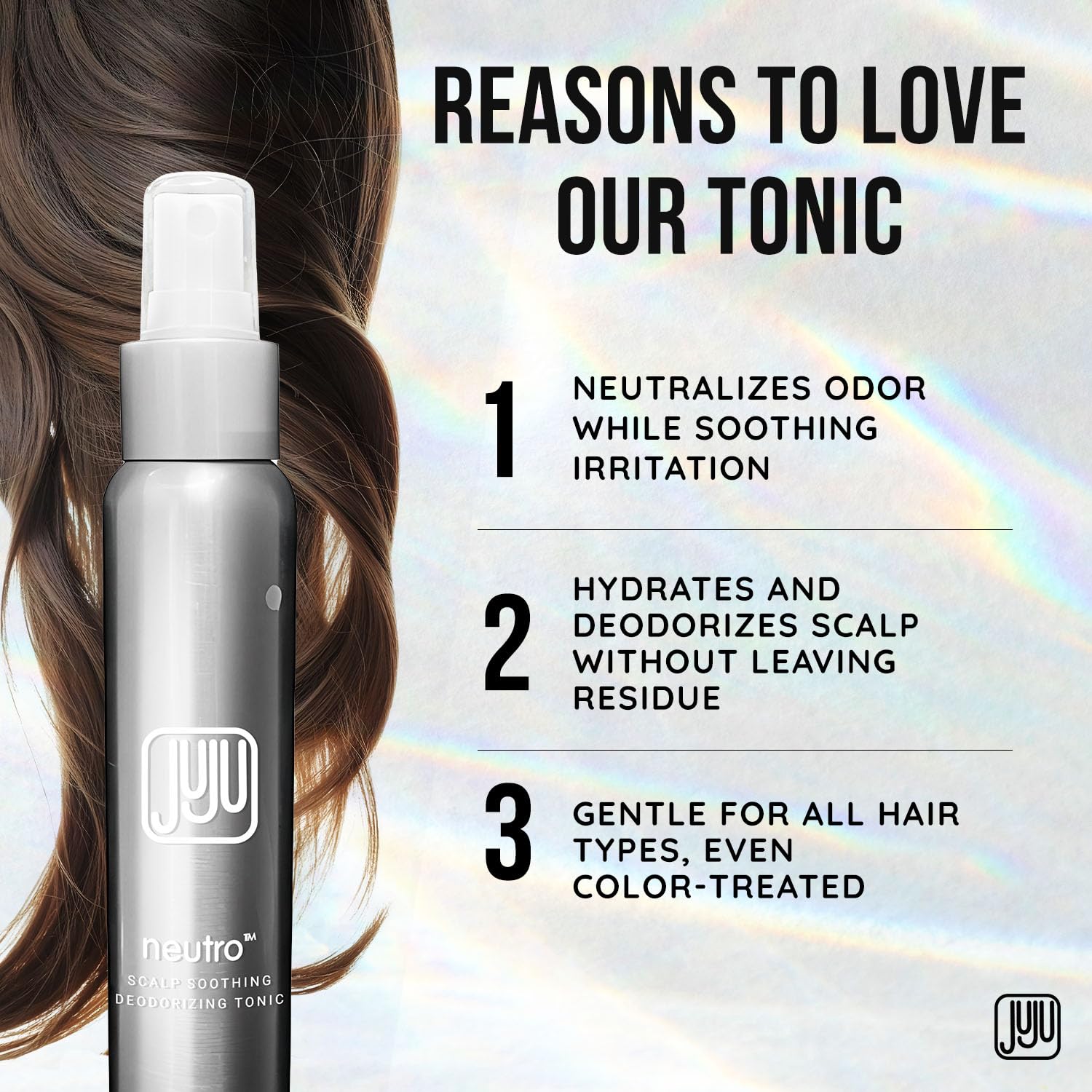 JUJU CHAN Neutro Soothing Scalp & Hair Deodorizing Tonic Spray – 4 oz, Peppermint & Rosemary