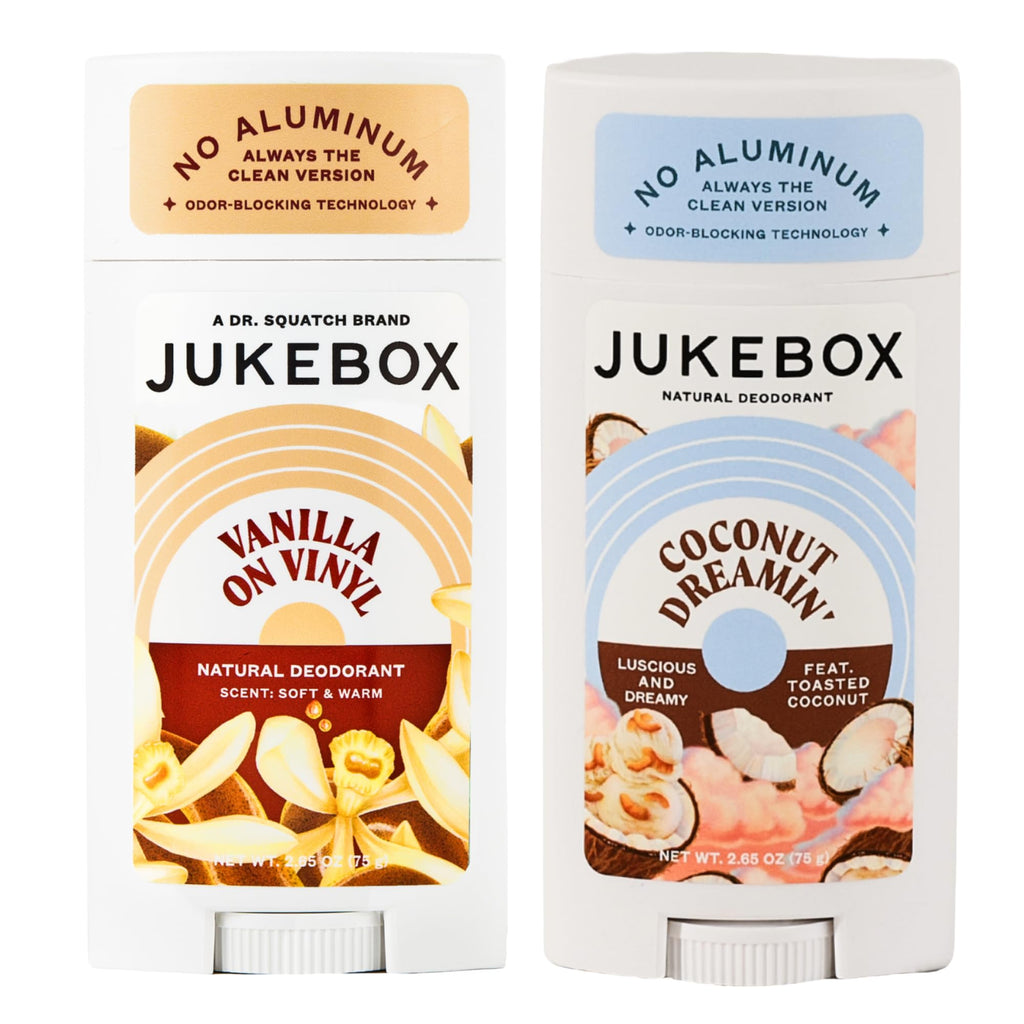JUKEBOX Natural Deodorant for Women – Coconut Dreamin' & Vanilla on Vinyl, Aluminum-Free 2-Pack (2.65oz each)
