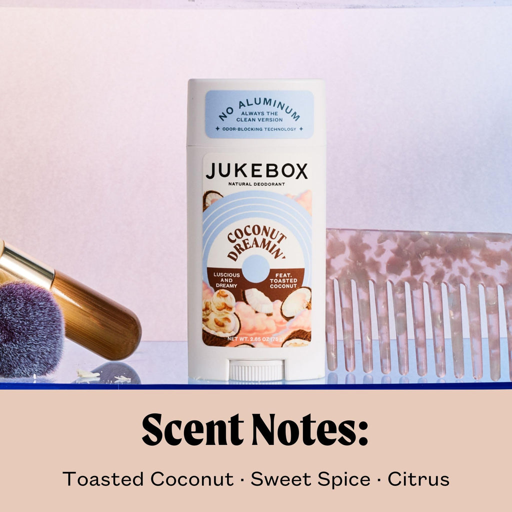 JUKEBOX Coconut Dreamin' Natural Deodorant for Women – Aluminum-Free, No Baking Soda, 2.65oz (2-Pack)