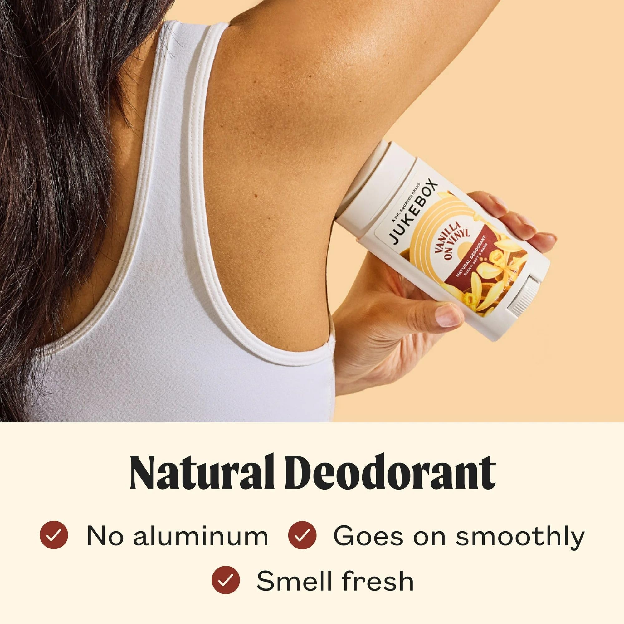 JUKEBOX Natural Deodorant for Women — Vanilla on Vinyl, Aluminum-Free, No Baking Soda, 2-Pack