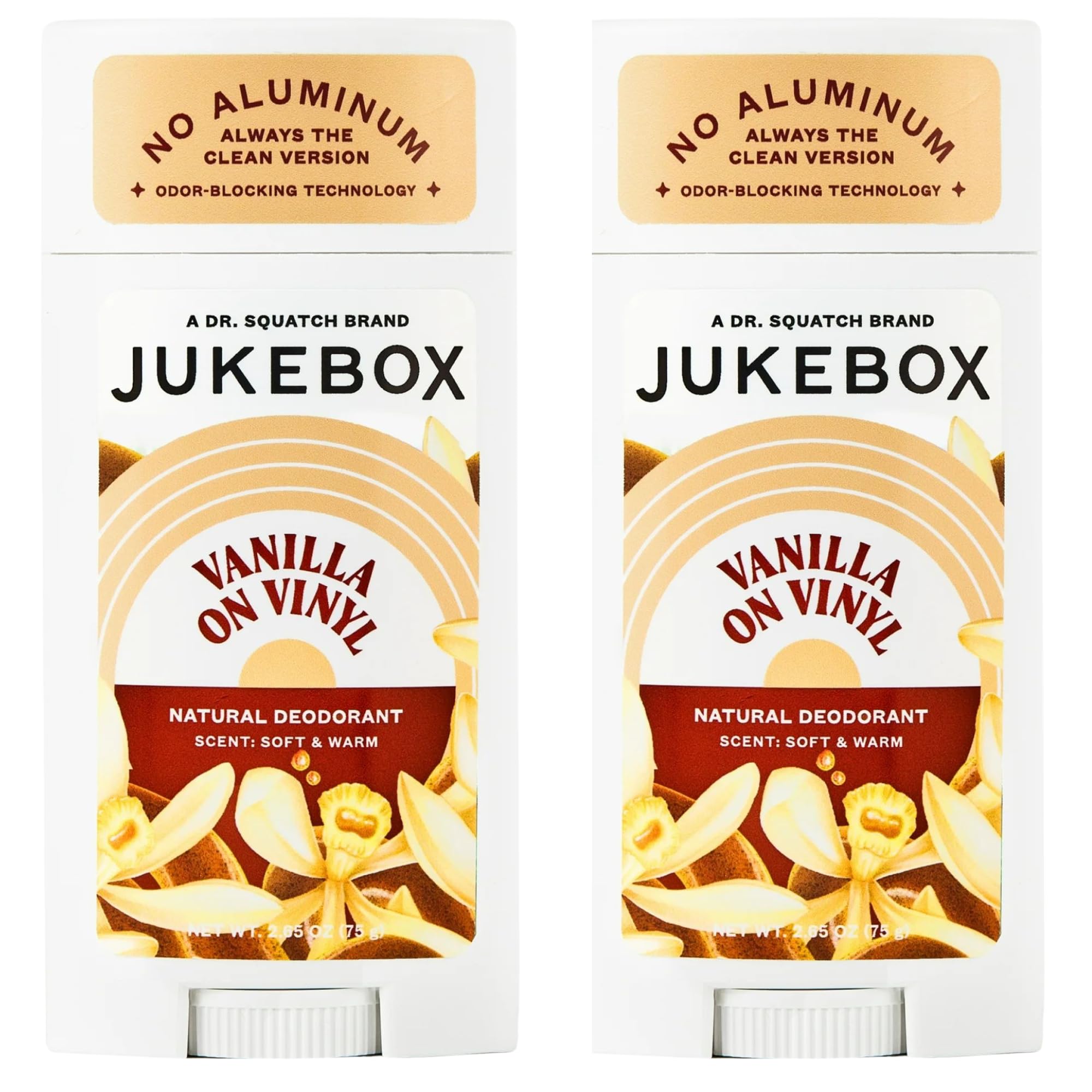 JUKEBOX Natural Deodorant for Women — Vanilla on Vinyl, Aluminum-Free, No Baking Soda, 2-Pack