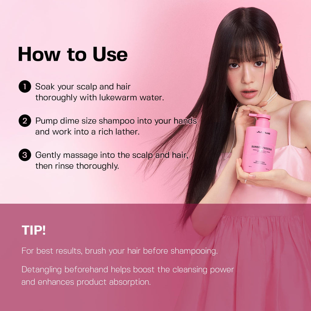 JUL7ME Sunset Freesia Perfume Shampoo – Damaged Hair Care, Sulfate-Free, Collagen & Biotin, 500ml