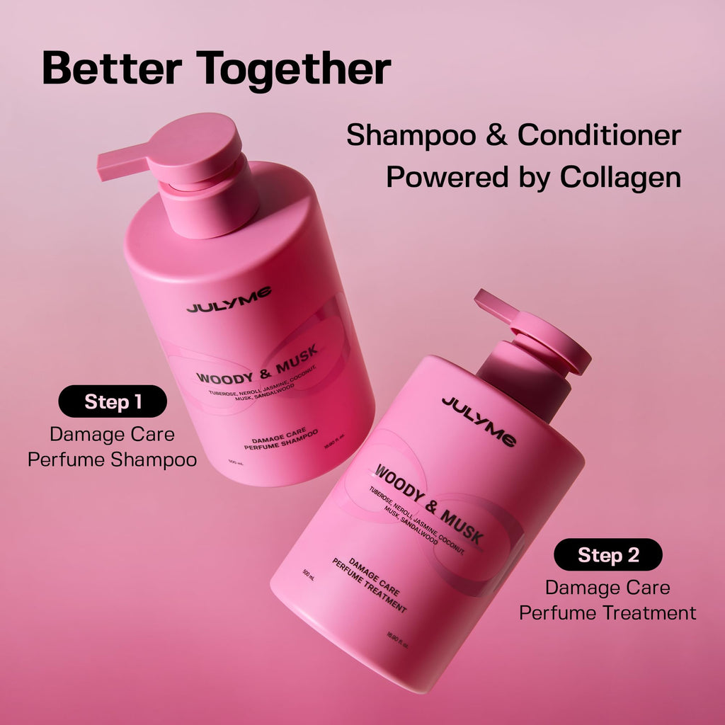JUL7ME Sunset Freesia Perfume Shampoo – Damaged Hair Care, Sulfate-Free, Collagen & Biotin, 500ml