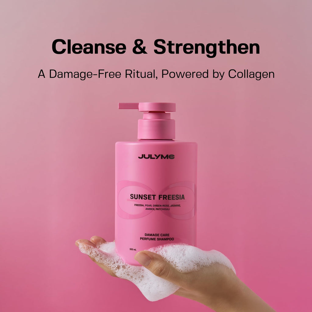 JUL7ME Sunset Freesia Perfume Shampoo – Damaged Hair Care, Sulfate-Free, Collagen & Biotin, 500ml