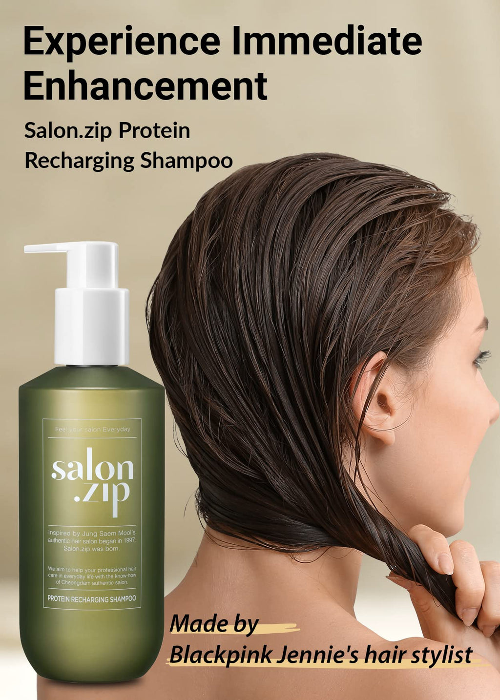 Jung Saem Mool Official Salon.ZIP Protein Recharging Shampoo – Damaged Hair Care, 14.1 oz (400 g)