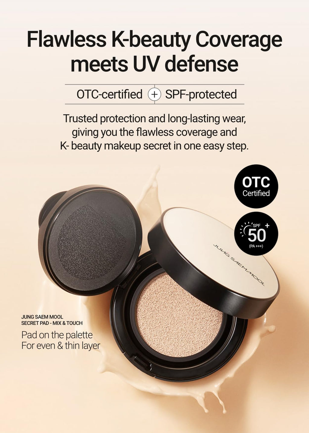 JUNG SAEM MOOL Essential Skin Nuder Cushion SPF50 Broad Spectrum - Medium 21 + Refill | Natural Finish