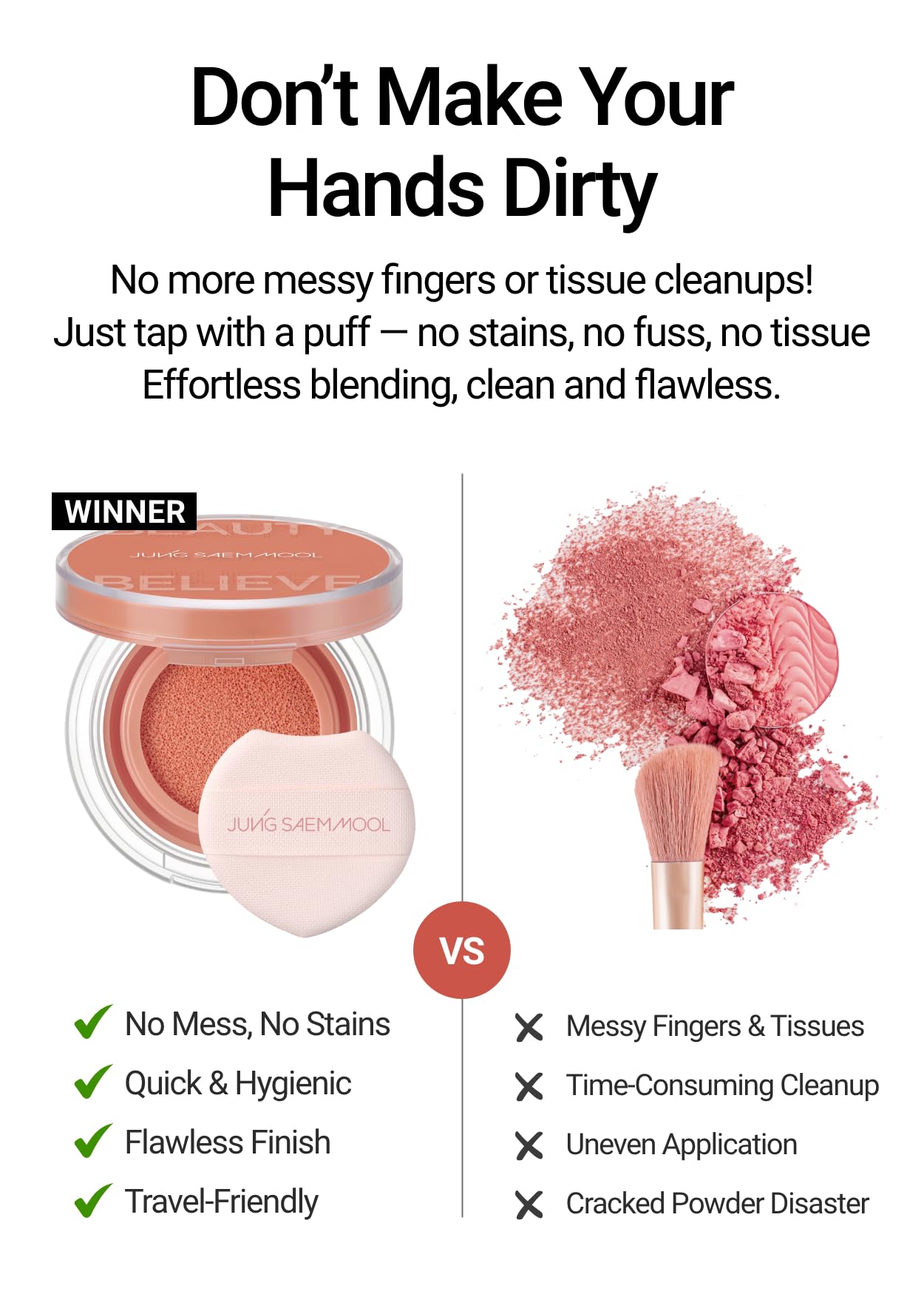 JUNG SAEM MOOL Artist Cushion Blush Coral Halo – Lightweight Hydrating Cushion Blush for Dewy Cheeks