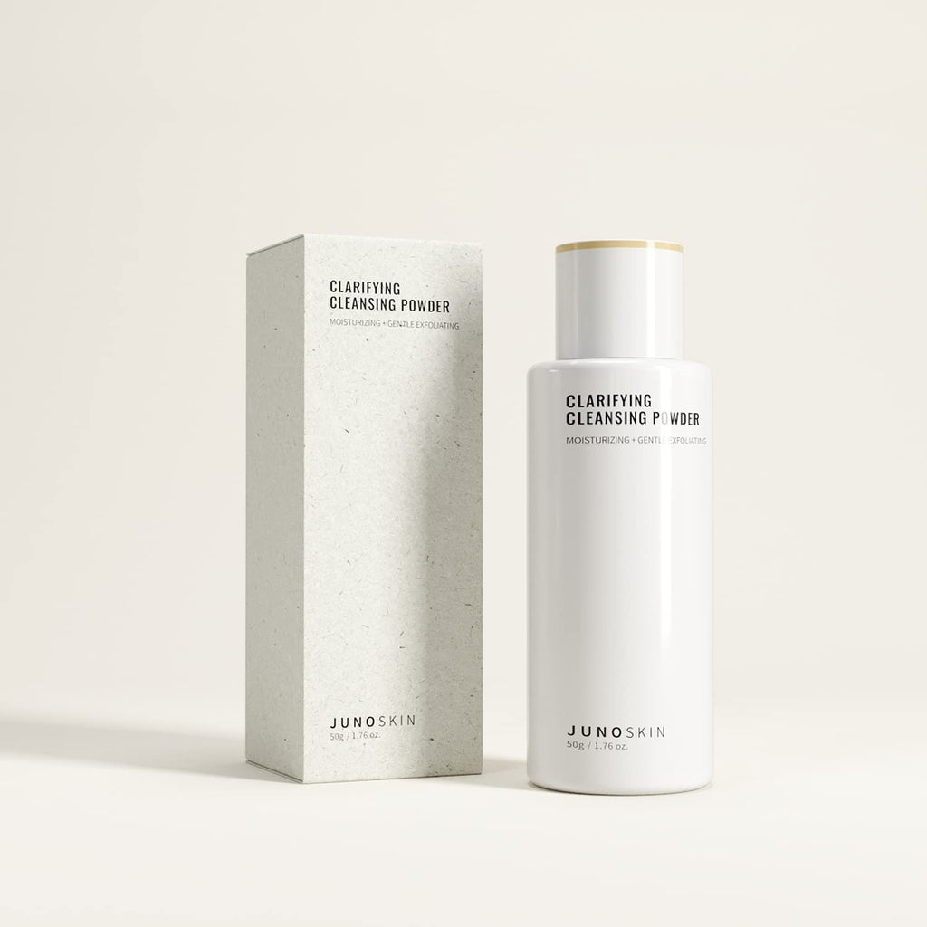JUNO & Co. Cleansing Powder — Powder-to-Foam Exfoliating Face Cleanser with Hyaluronic Acid, Rice Extract & Papain, 50 g
