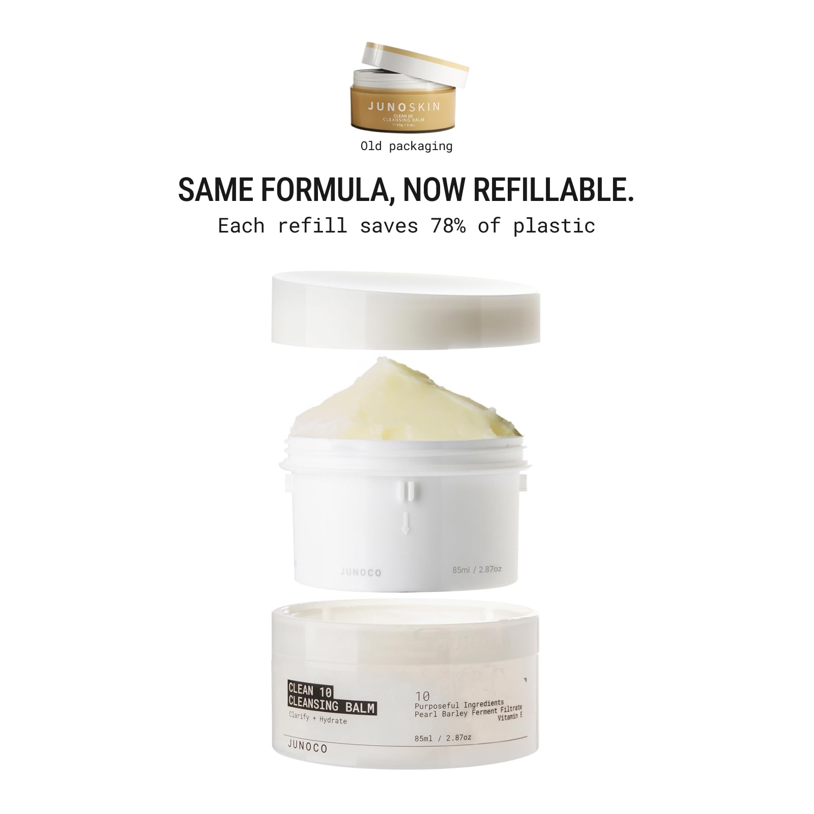 JUNO & Co. Clean 10 Cleansing Balm – 10-Ingredient Makeup Remover (85g / 3oz)
