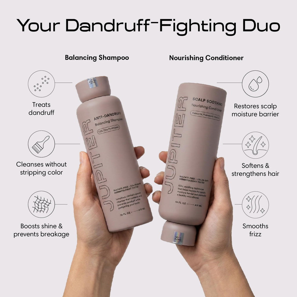 Jupiter Anti Dandruff Shampoo & Conditioner for Scalp Health - Color-Safe & Sulfate-Free
