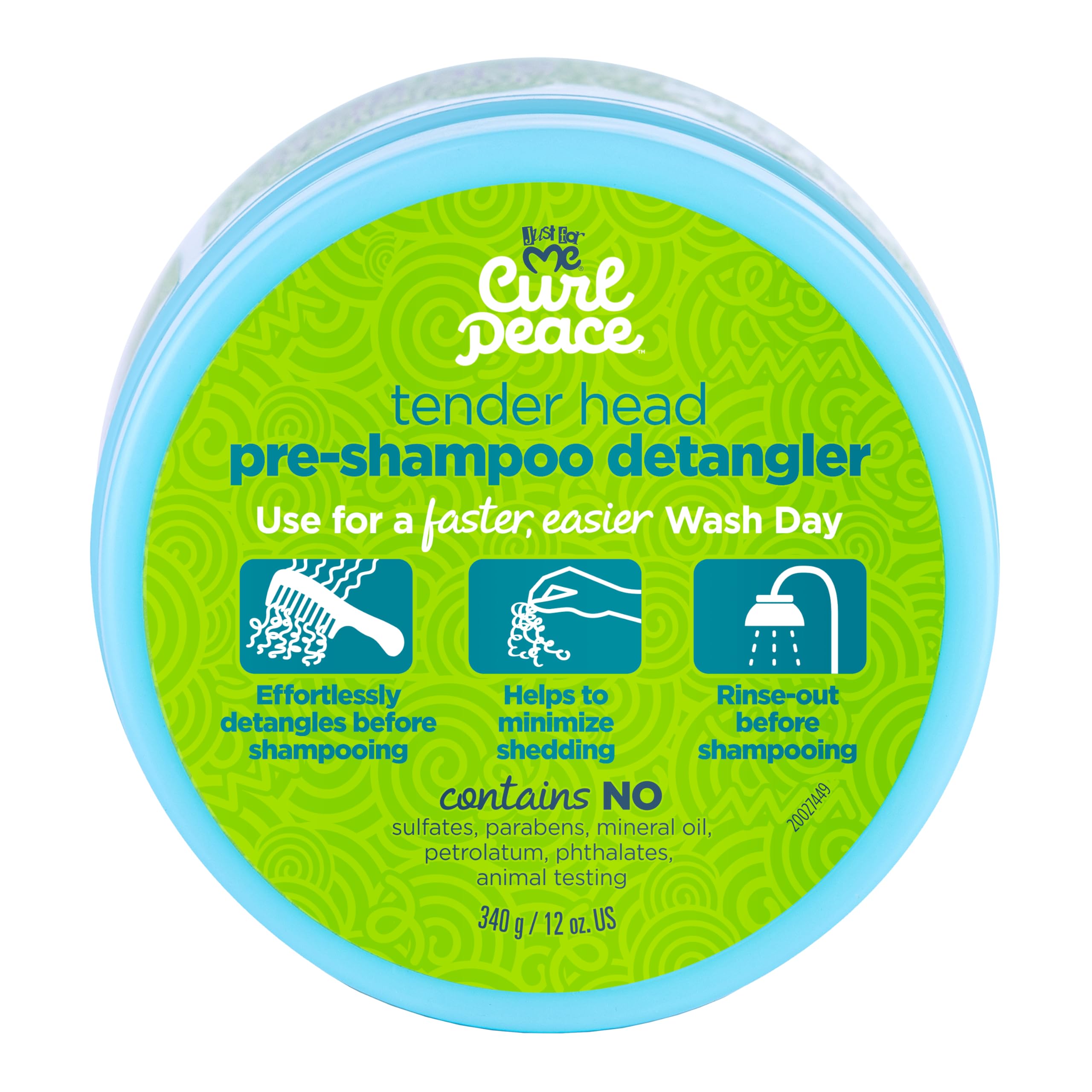Just For Me Curl Peace Tender Head Detangling Treatment (3 Pack) – Rinses Away Knots, Pre-Wash & Post-Styling, No Parabens/Sulfates, 12 oz