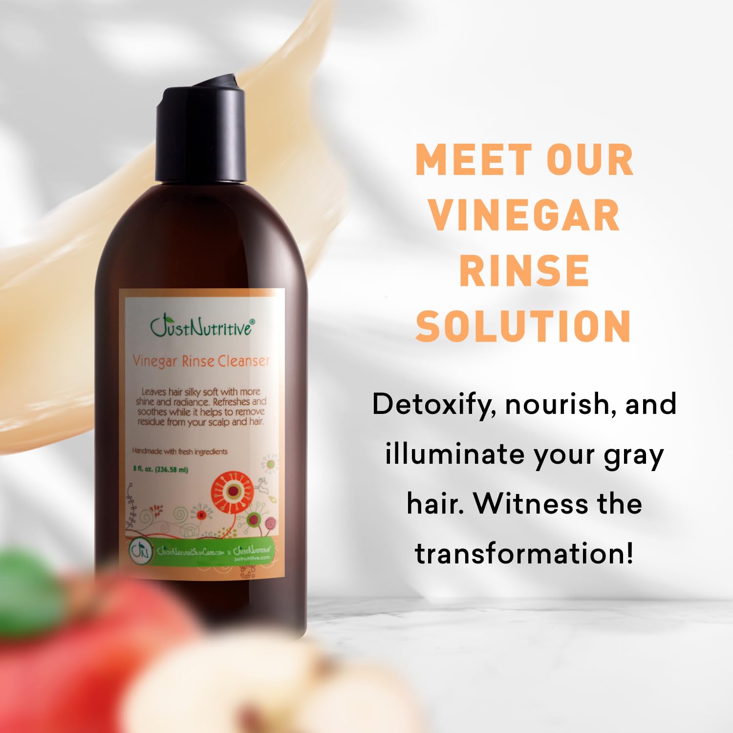 Just Nutritive Vinegar Rinse Cleanser | Refresh Hair & Scalp Naturally