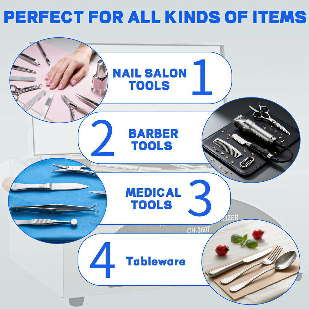 JUSTHERE High Temp Sterilizer Autoclave 1.5L | 110V Nail & Tool Sterilizer with Timer