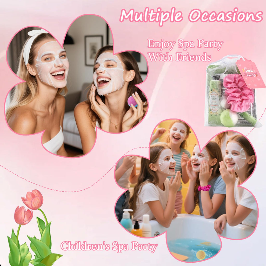 Jutqut 108-Piece Spa Party Set for Girls – Masks, Towels, Headbands & More