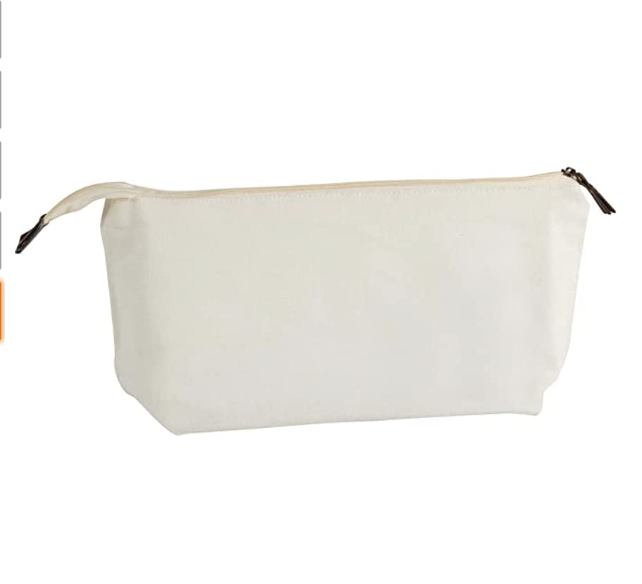 Juvale Canvas Makeup Bag 12 Pack – 11.75 x 5.5 in White Cotton Zipper Pouches