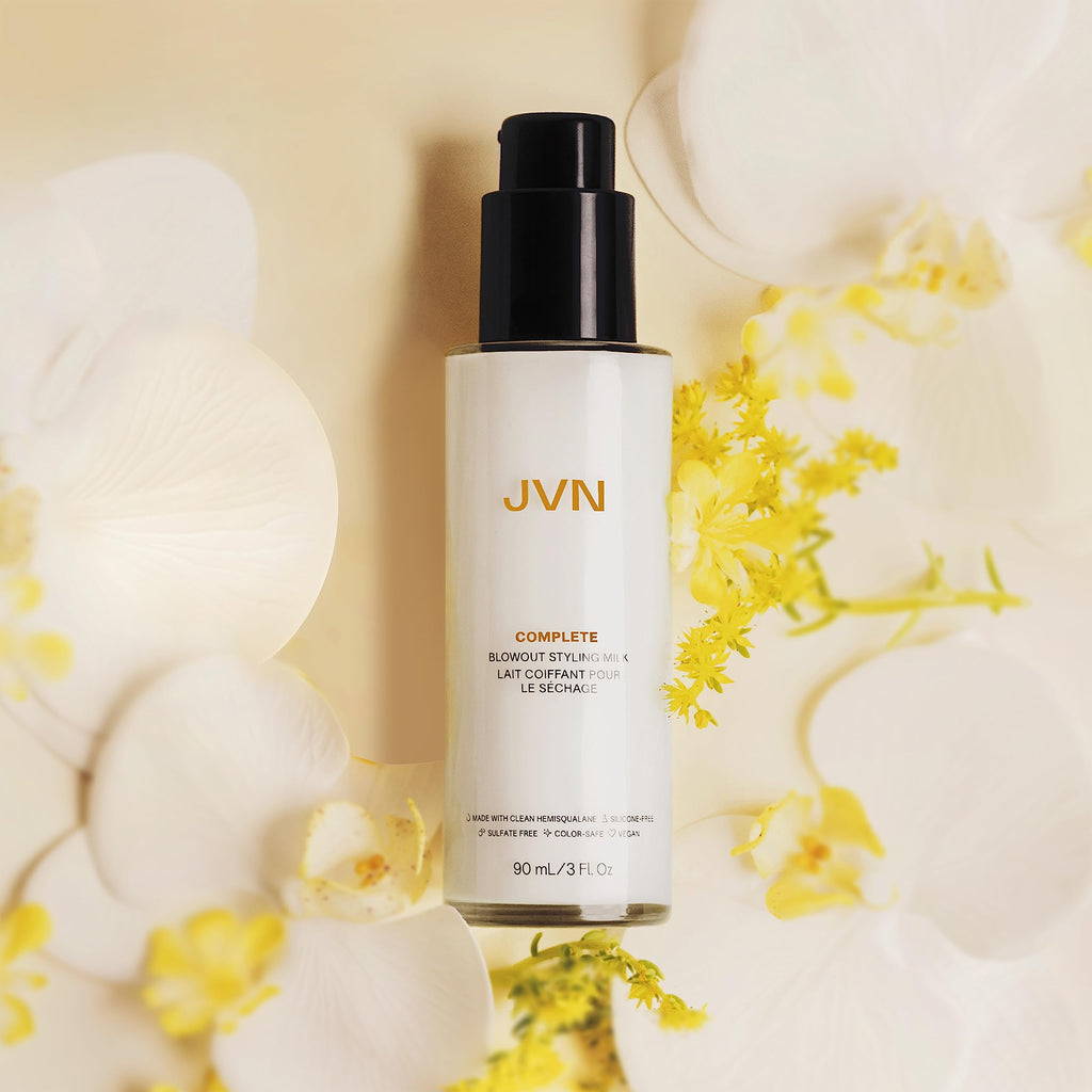 JVN Complete Blowout Styling Milk – Travel Size, Frizz Control, Heat Activated, Silicone Free
