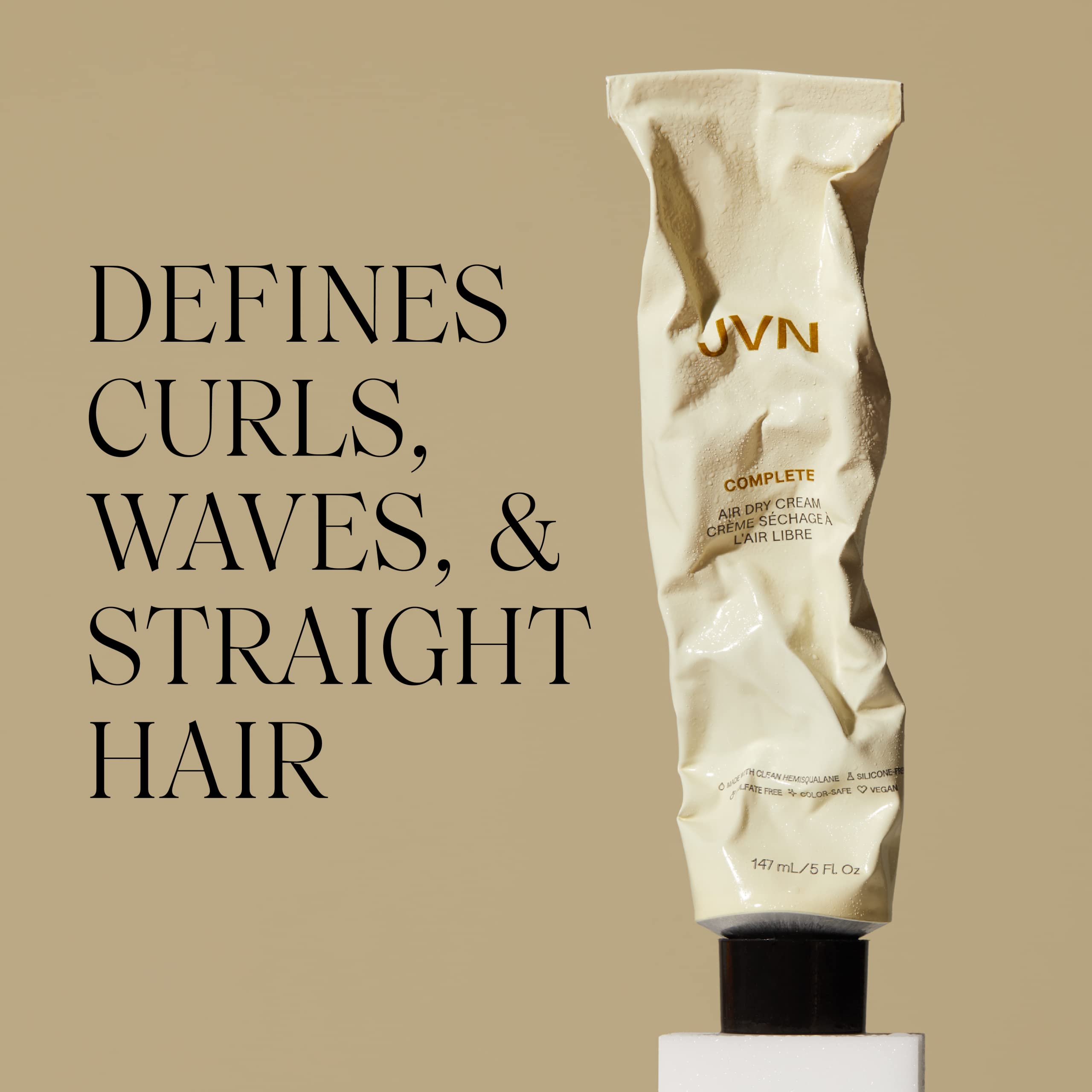 JVN No Heat Complete Air Dry Cream – 5 oz, Silicone-Free Curl & Wave Smoothing