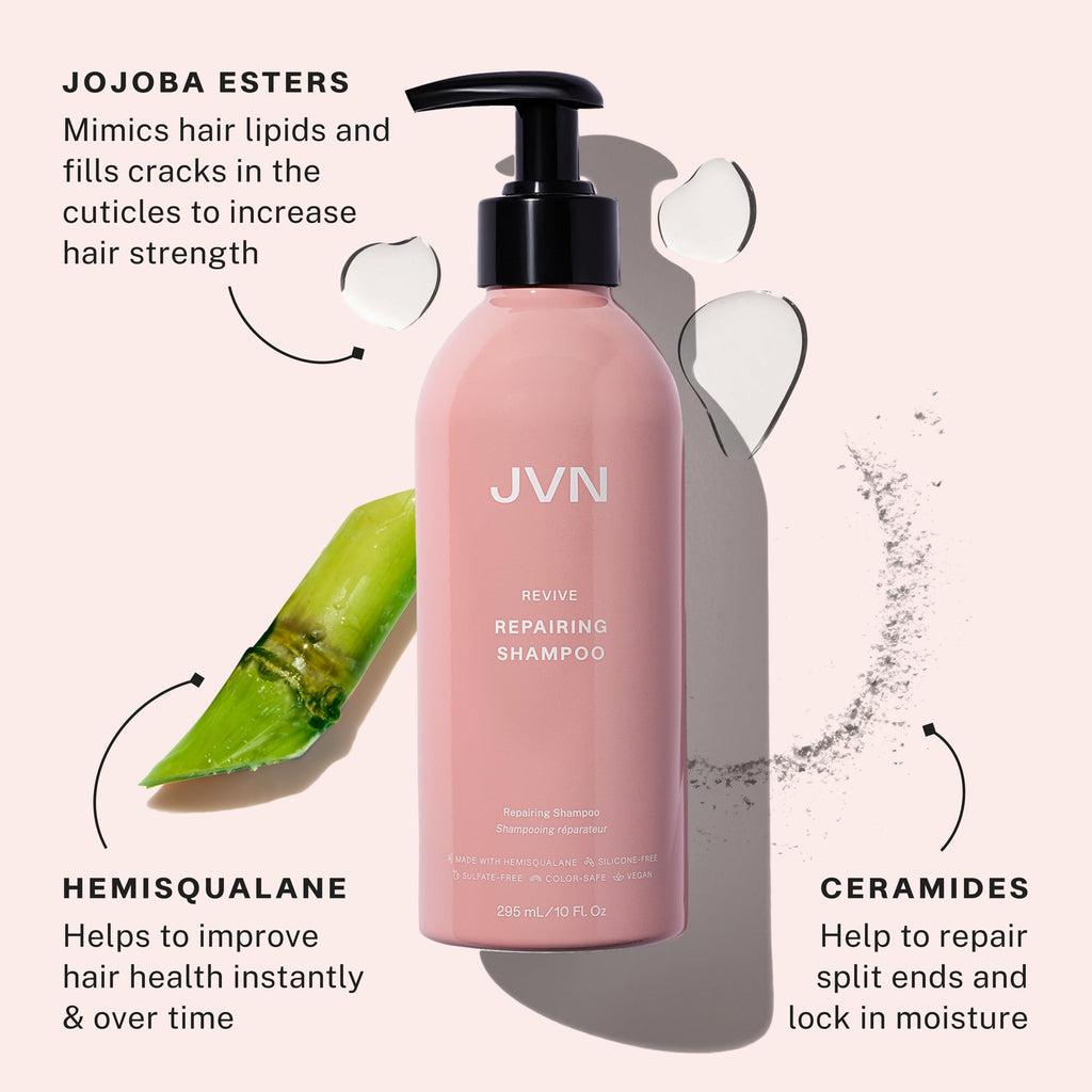 JVN Revive Repairing Shampoo — Strengthen & Repair Damaged, Color-Treated Hair | Silicone & Sulfate Free (10 fl oz)