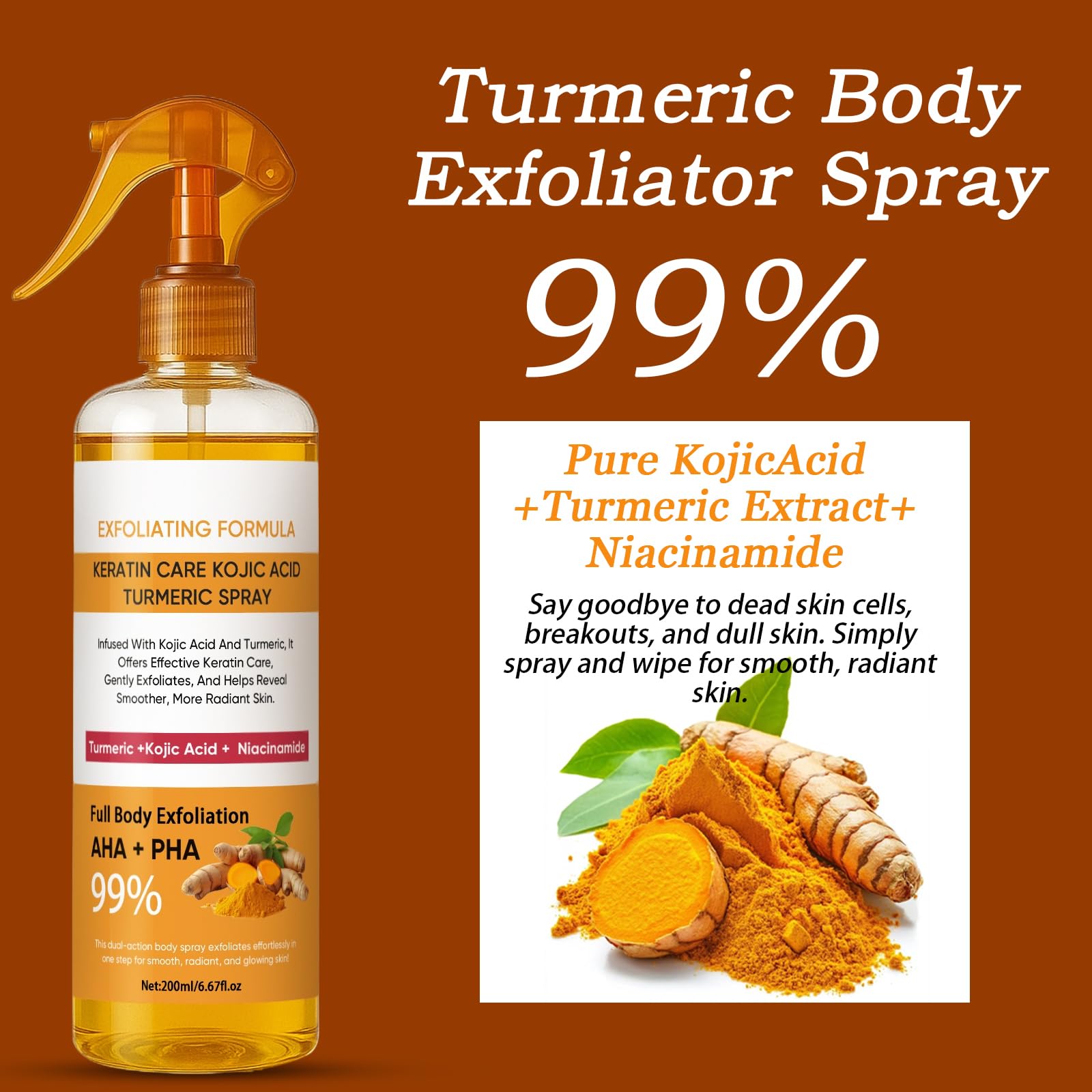 JXSVR Body Keratin Care Kojic Turmeric Spray 200ml – Brighten & Exfoliate