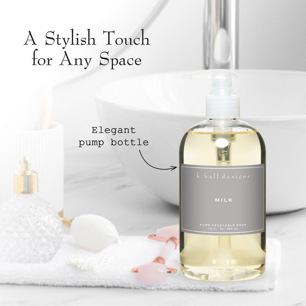 K. Hall Designs Milk Liquid Hand Soap – Soothing Coconut Vanilla, Plant-Based Formula, 12 fl oz