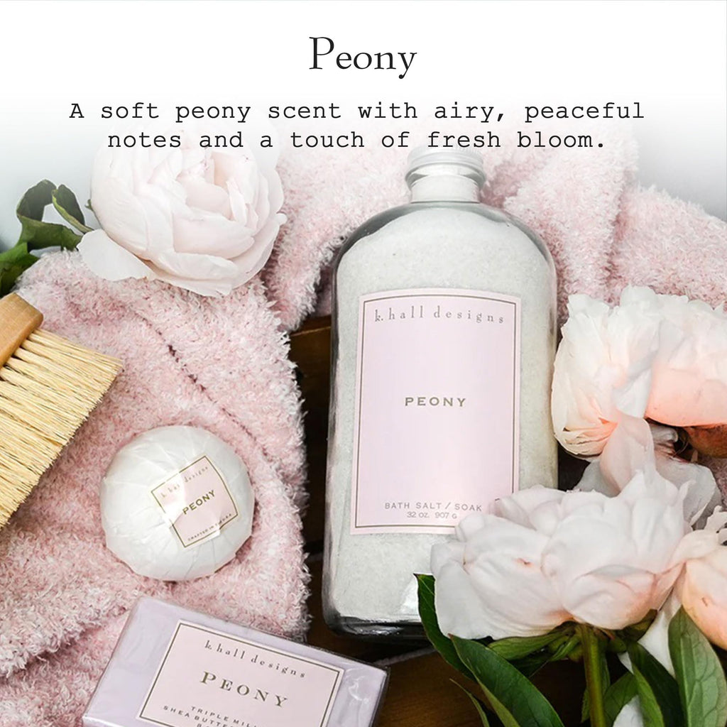 K. Hall Designs Peony Bath Salt Soak with Vitamin E – Peaceful Peony Scent, 32 oz