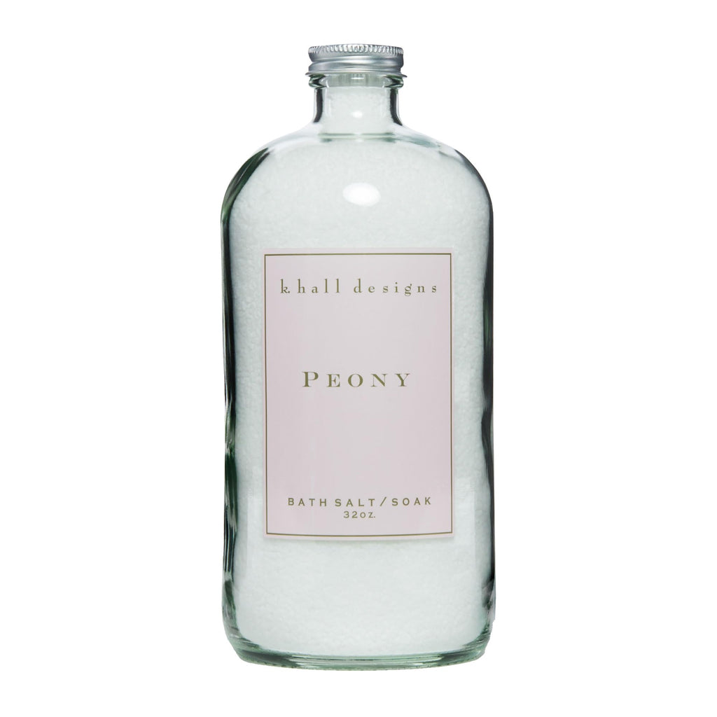 K. Hall Designs Peony Bath Salt Soak with Vitamin E – Peaceful Peony Scent, 32 oz