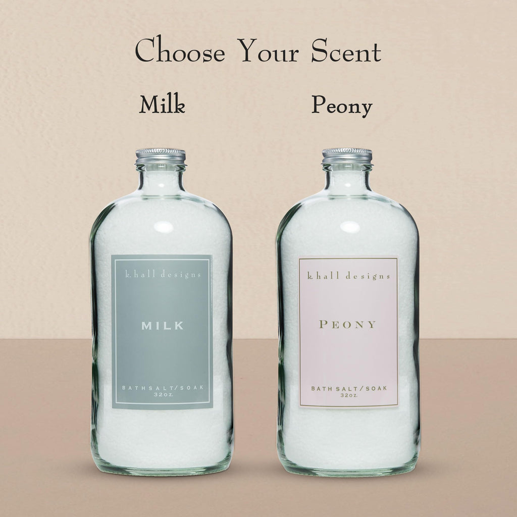 K. Hall Designs Peony Bath Salt Soak with Vitamin E – Peaceful Peony Scent, 32 oz