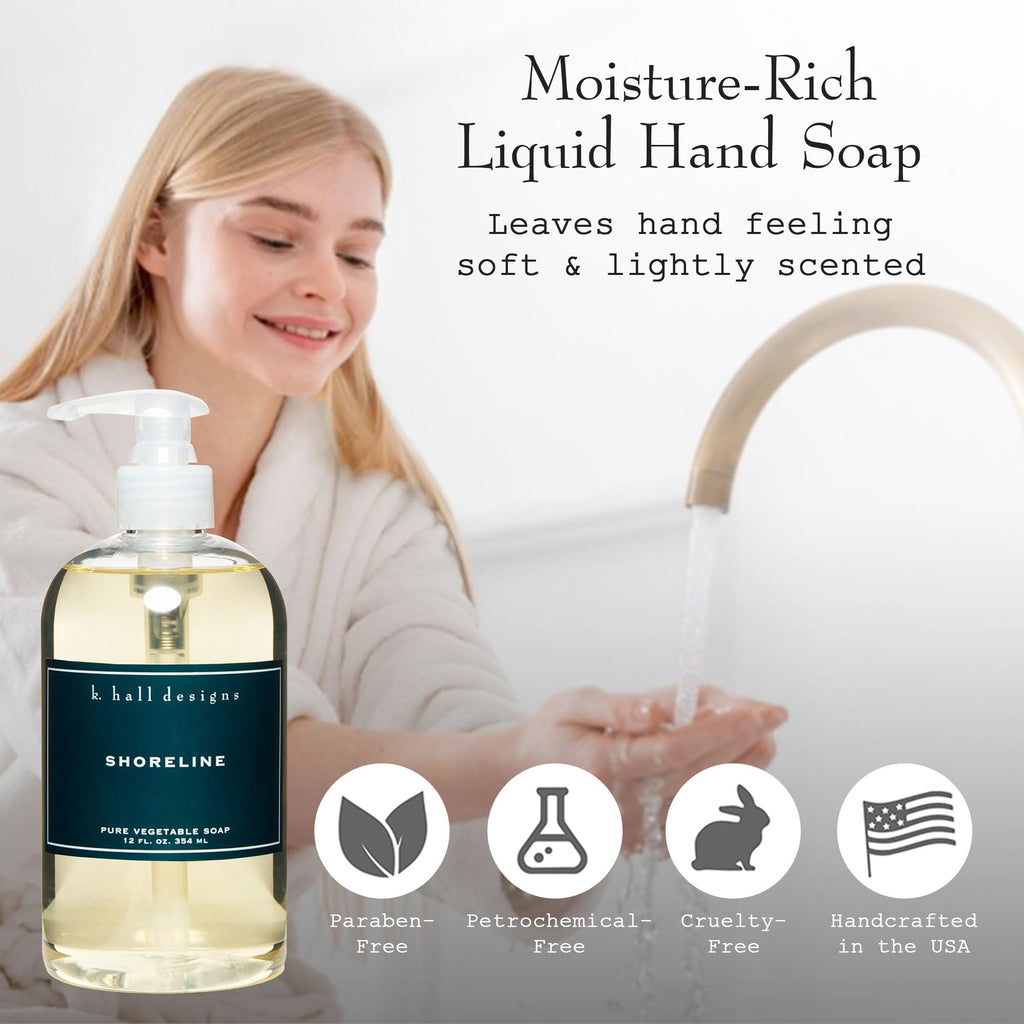 K. Hall Designs Shoreline Hand Soap – Ocean-Inspired, Plant-Based, 12 fl oz