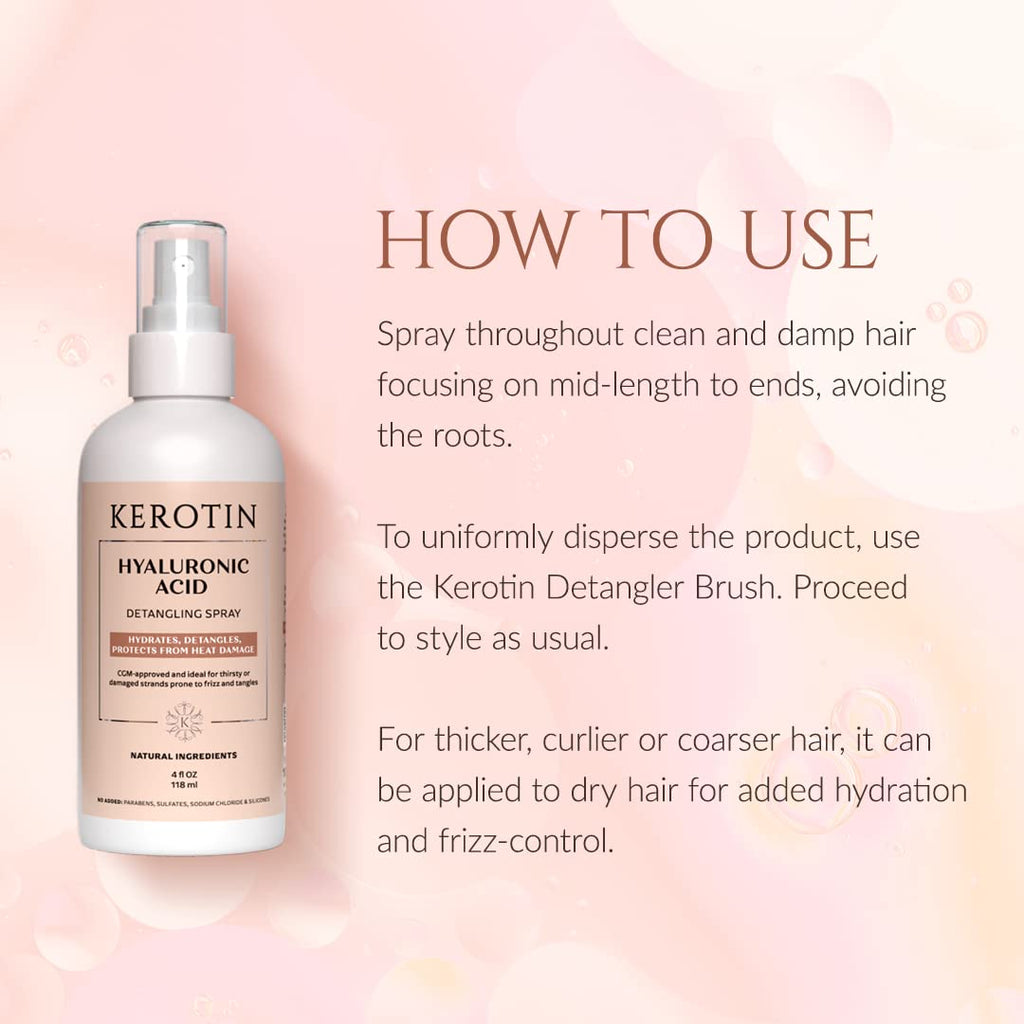 Kerotin Curly Hair Detangler Spray | Silicone-Free Heat Protection | K Kerotin