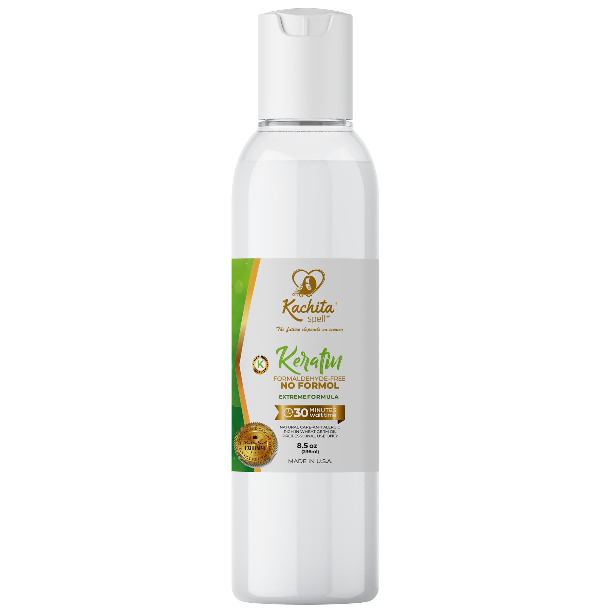 Kachita Spell Formaldehyde-Free Brazilian Keratin Treatment | Made in USA (8 fl oz)
